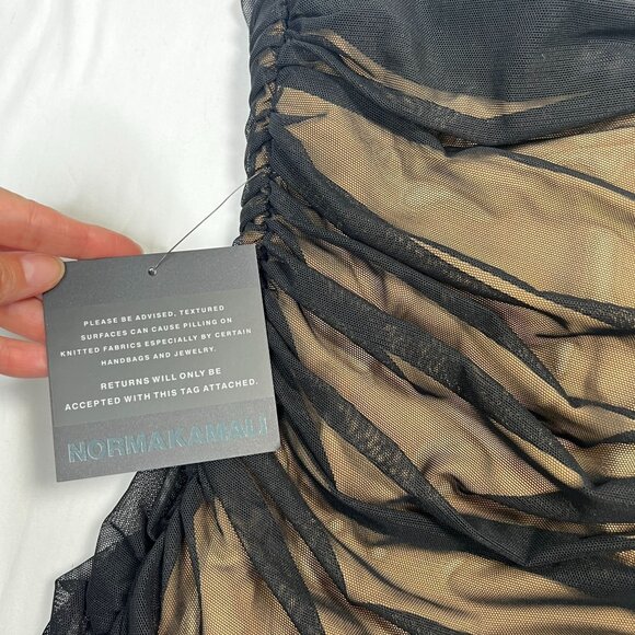 NWT Norma Kamali Walter Dress Ruched Sheer Knee Bodycon Fitted Black Medium - Picture 15 of 16